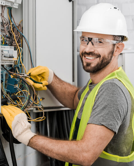 caucasian male at electrical box